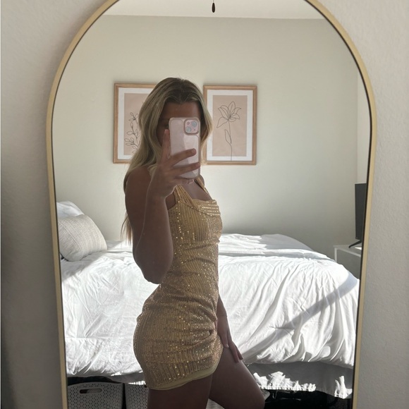 Mini Gold Dress - Picture 2 of 4